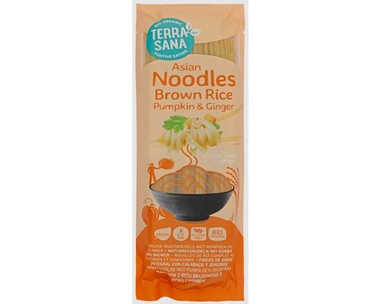 Brūno rīsu bezglutēna nūdeles ar ķirbi un ingveru BIO 250g